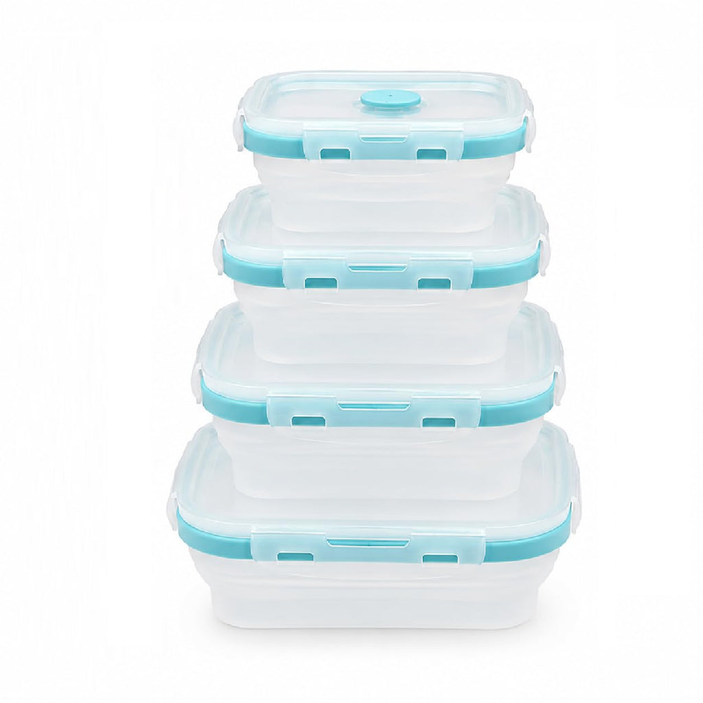 Sageware Silicone Lunch Box, Office Lunch Box, Leak Proof Lunch Box,Kids Lunch Box,Tiffin 4 Containers Lunch Box Blue(4200 ml)