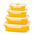 Sageware Silicone Lunch Box, Office Lunch Box, Lunch Box,Kids Lunch Box,Tiffin 4 Containers Lunch Box Rectangle Yellow(2850ml)