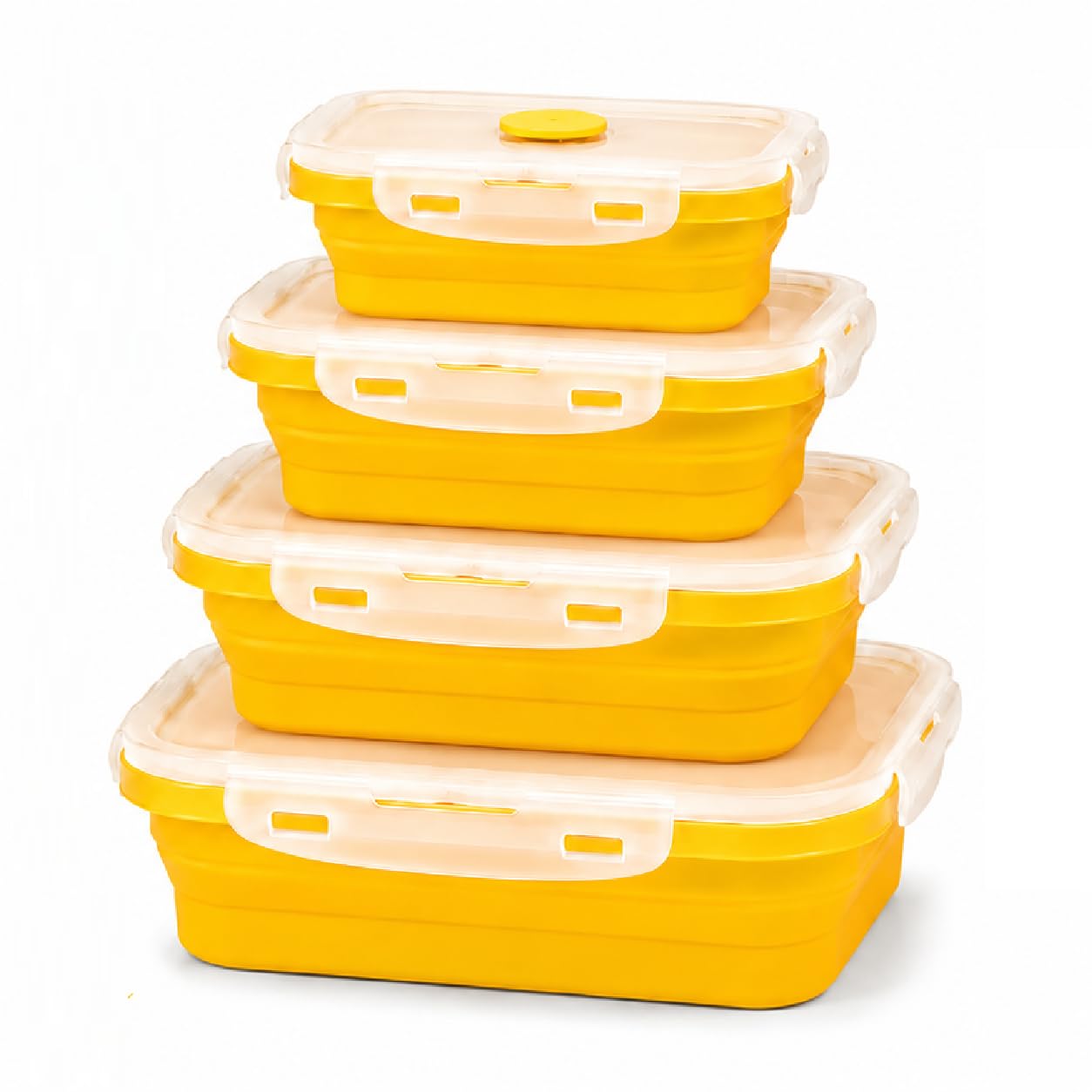 Sageware Silicone Lunch Box, Office Lunch Box, Lunch Box,Kids Lunch Box,Tiffin 4 Containers Lunch Box Rectangle Yellow(2850ml)