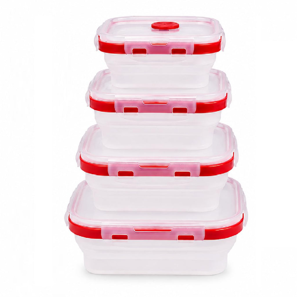 Sageware Silicone Lunch Box, Office Lunch Box, Leak Proof Lunch Box,Kids Lunch Box,Tiffin 4 Containers Lunch Box Red(4200 ml)