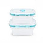 SAGEWARE Foldable Silicone Storage Containers with Lid | Kitchen & Refrigerator Food Storage Set of 2 (400ML-1600ML) (Blue - Large)