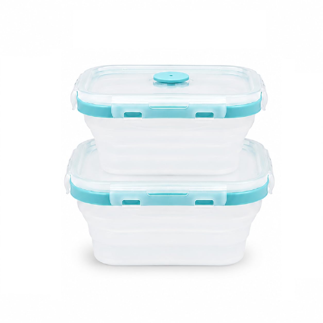 SAGEWARE Foldable Silicone Storage Containers with Lid | Kitchen & Refrigerator Food Storage Set of 2 (400ML-1600ML) (Blue - Large)