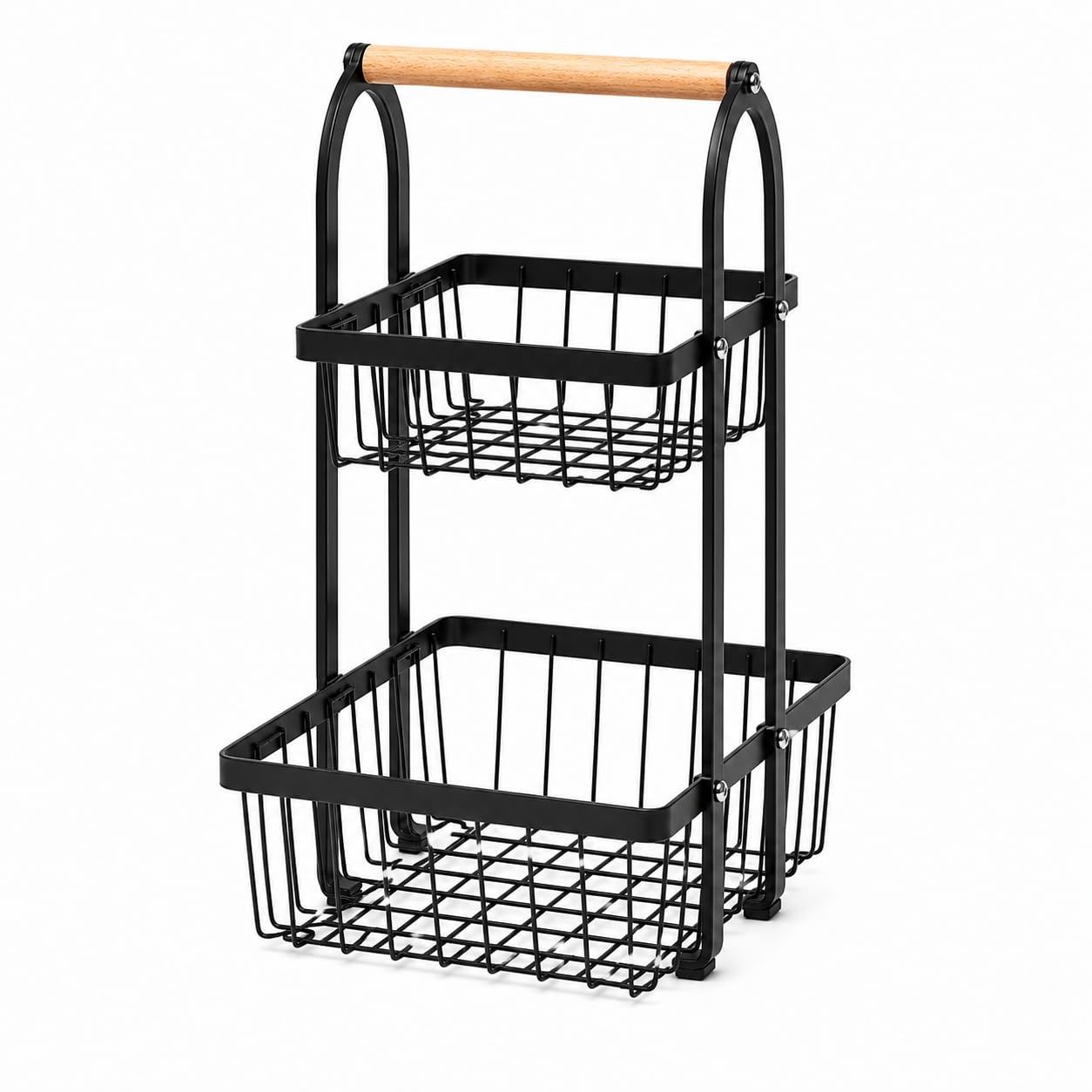 Sageware 2-Tier Fruit Basket for Dining Table Basket Metal Organizer Rack (Black) Aluminium Fruit & Vegetable Basket (Black)