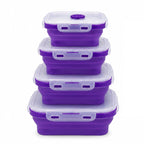 Sageware Silicone Lunch Box, Office Lunch Box, Lunch Box,Kids Lunch Box,Tiffin 4 Containers Lunch Box Square Purple(2850ml)