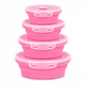 Sageware Silicone Lunch Box, Office Lunch Box, Lunch Box,Kids Lunch Box,Tiffin 4 Containers Lunch Box Round Pink(2850ml)