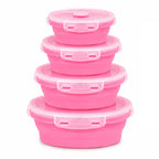 Sageware Silicone Lunch Box, Office Lunch Box, Lunch Box,Kids Lunch Box,Tiffin 4 Containers Lunch Box Round Pink(2850ml)