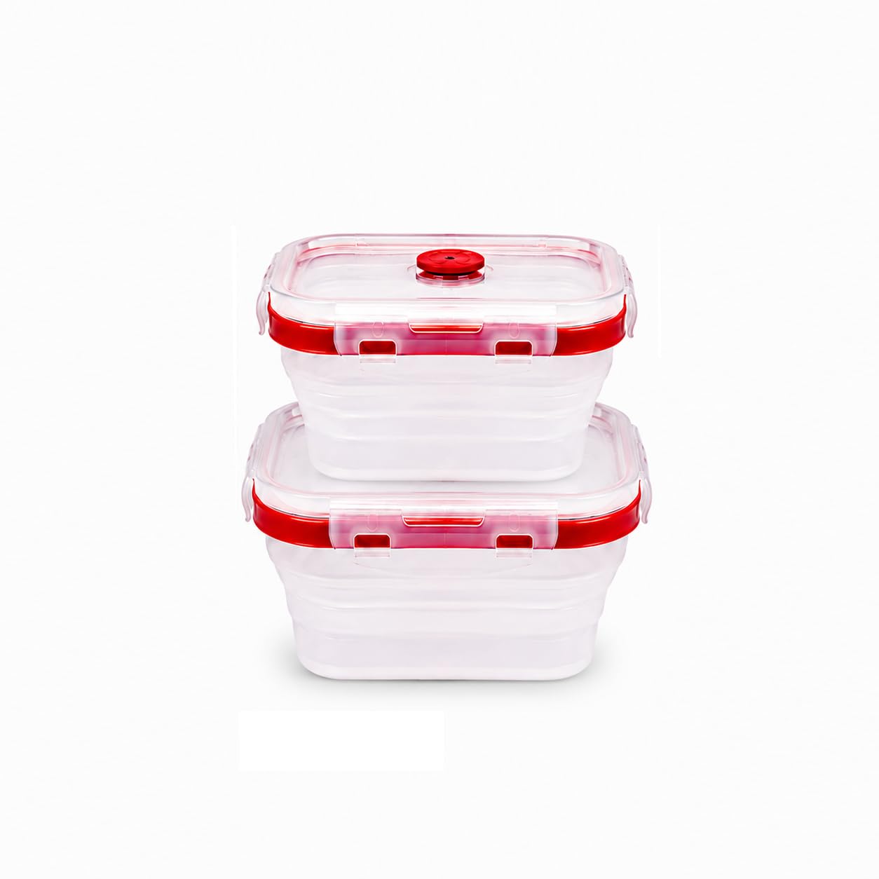 SAGEWARE Foldable Silicone Storage Containers with Lid | Kitchen & Refrigerator Food Storage Set of 2 (400ML-1600ML) (Red - Small)