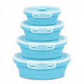 Sageware Silicone Lunch Box, Office Lunch Box, Lunch Box,Kids Lunch Box,Tiffin 4 Containers Lunch Box Round Blue(2850ml)