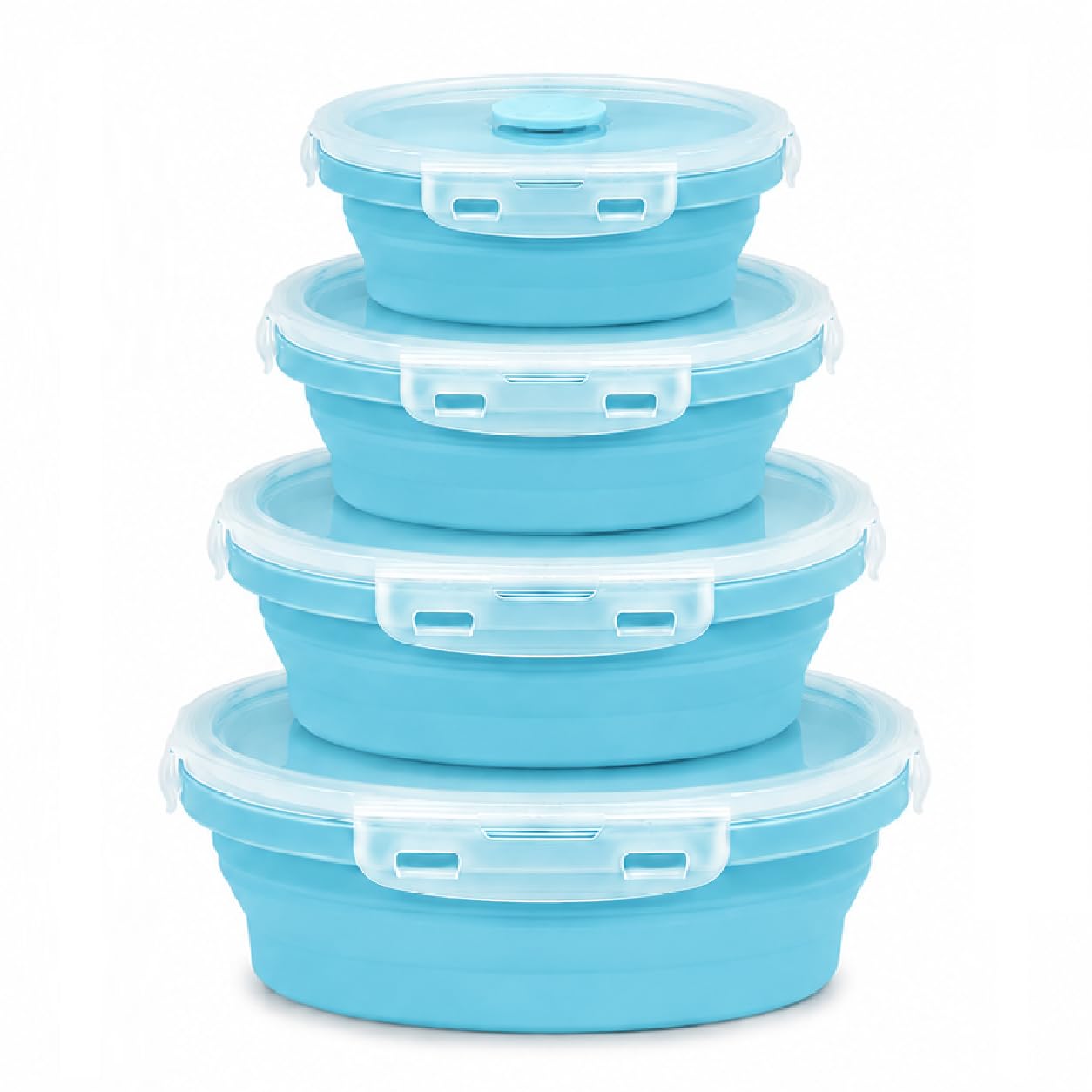 Sageware Silicone Lunch Box, Office Lunch Box, Lunch Box,Kids Lunch Box,Tiffin 4 Containers Lunch Box Round Blue(2850ml)