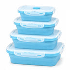 Sageware Silicone Lunch Box, Office Lunch Box, Lunch Box,Kids Lunch Box,Tiffin 4 Containers Lunch Box Rectangle Blue(2850ml)