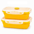 SAGEWARE Foldable Silicone Storage Containers with Lid | Kitchen & Refrigerator Food Storage Set of 2 (400ML-1600ML) (Yellow- Large)