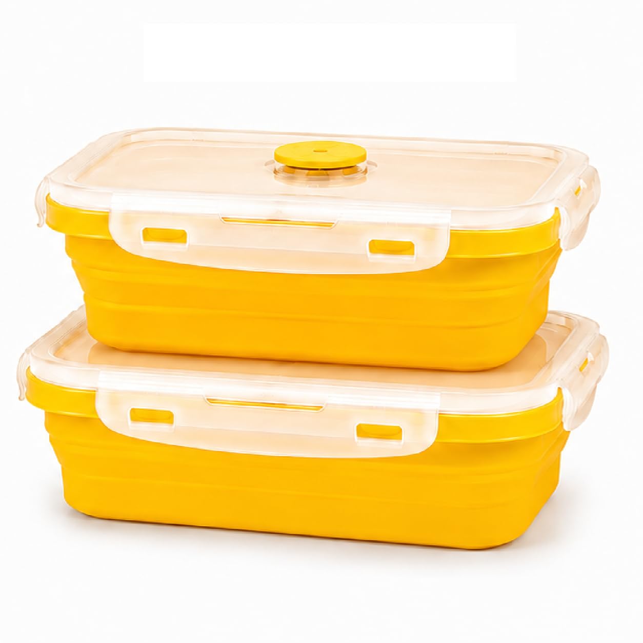 SAGEWARE Foldable Silicone Storage Containers with Lid | Kitchen & Refrigerator Food Storage Set of 2 (400ML-1600ML) (Yellow- Large)