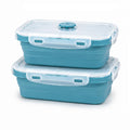 SAGEWARE Foldable Silicone Storage Containers with Lid | Kitchen & Refrigerator Food Storage Set of 2 (400ML-1600ML) (Blue- Large)