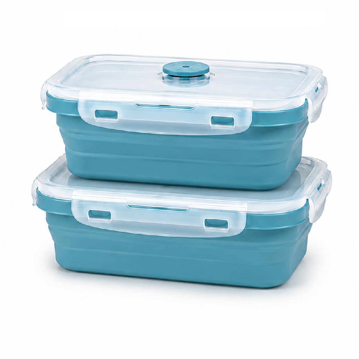 SAGEWARE Foldable Silicone Storage Containers with Lid | Kitchen & Refrigerator Food Storage Set of 2 (400ML-1600ML) (Blue- Large)