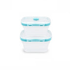 SAGEWARE Foldable Silicone Storage Containers with Lid | Kitchen & Refrigerator Food Storage Set of 2 (400ML-1600ML) (Blue  - Small)