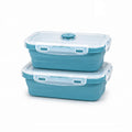 SAGEWARE Foldable Silicone Storage Containers with Lid | Kitchen & Refrigerator Food Storage Set of 2 (400ML-1600ML) (Blue- Small)