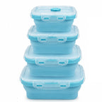 Sageware Silicone Lunch Box, Office Lunch Box, Lunch Box,Kids Lunch Box,Tiffin 4 Containers Lunch Box Square Blue(2850ml)
