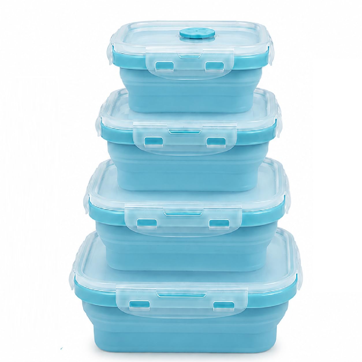 Sageware Silicone Lunch Box, Office Lunch Box, Lunch Box,Kids Lunch Box,Tiffin 4 Containers Lunch Box Square Blue(2850ml)