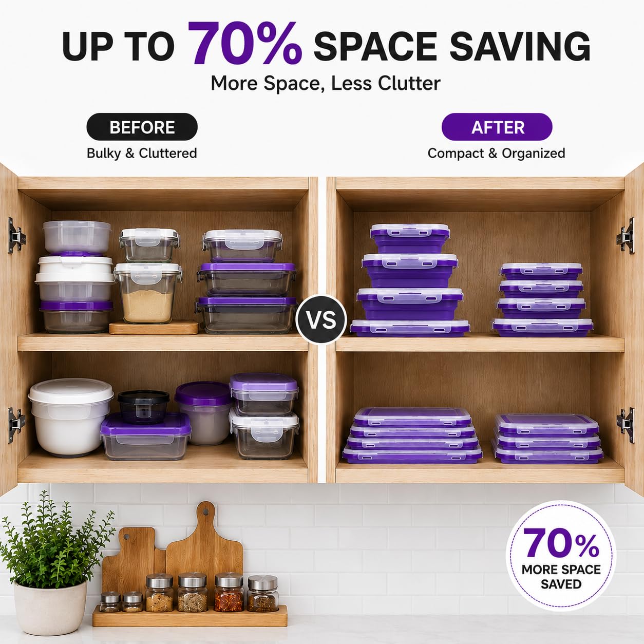 Sageware Silicone Lunch Box, Office Lunch Box, Lunch Box,Kids Lunch Box,Tiffin 4 Containers Lunch Box Square Purple(2850ml)
