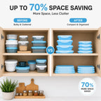SAGEWARE Foldable Silicone Storage Containers with Lid | Kitchen & Refrigerator Food Storage Set of 2 (400ML-1600ML) (Blue- Small)
