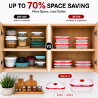SAGEWARE Foldable Silicone Storage Containers with Lid | Kitchen & Refrigerator Food Storage Set of 2 (400ML-1600ML) (Red - Large)