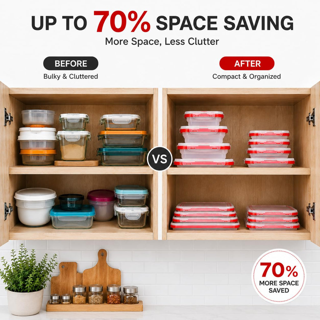 Sageware Silicone Lunch Box, Office Lunch Box, Leak Proof Lunch Box,Kids Lunch Box,Tiffin 4 Containers Lunch Box Red(4200 ml)