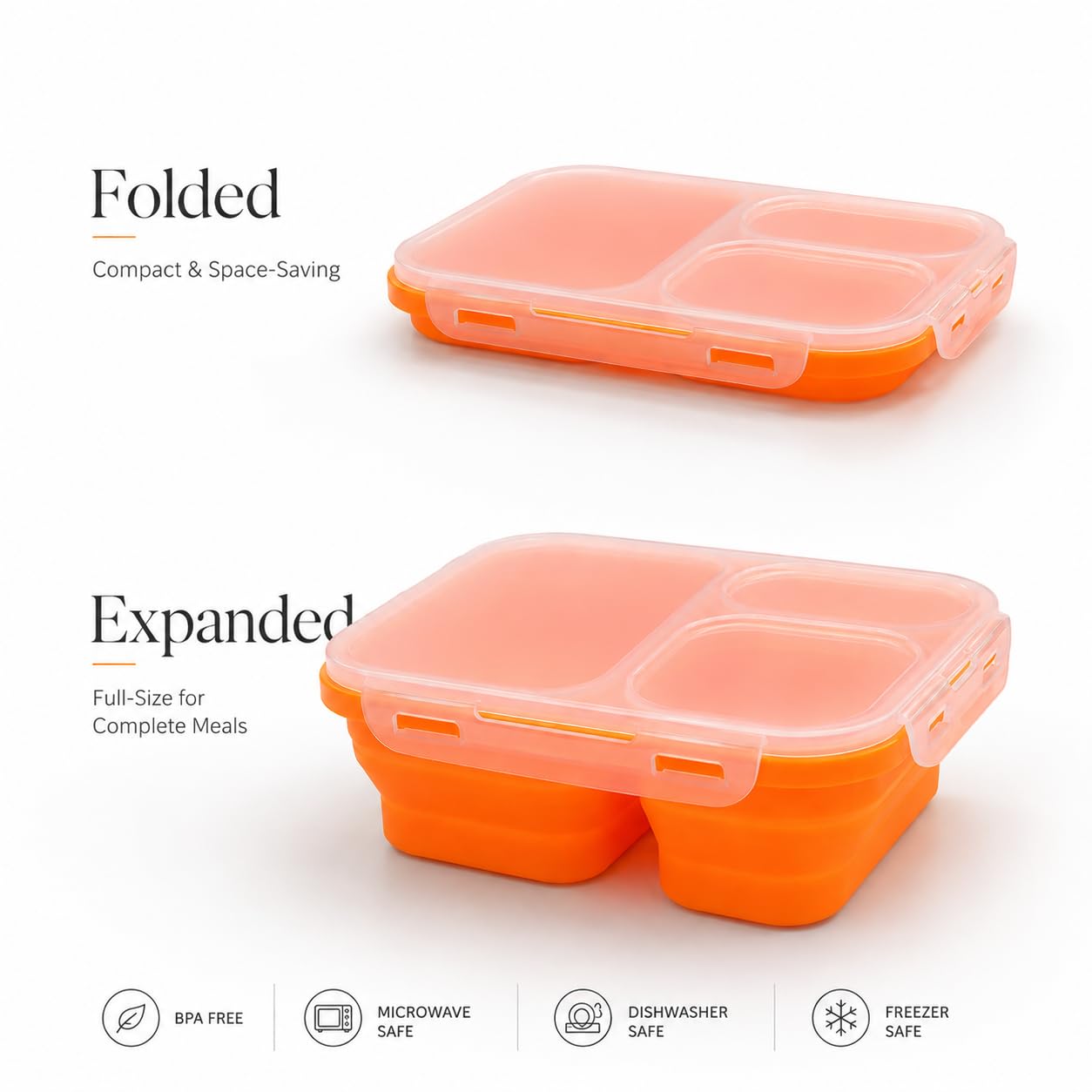 Sageware Silicone Lunch Box 3 Containers School Lunch Box/office Lunch Box (1500 ml) 3 Containers Silicone School Lunch Box (1500 ml, Microwave Safe)