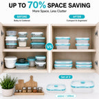 SAGEWARE Foldable Silicone Storage Containers with Lid | Kitchen & Refrigerator Food Storage Set of 2 (400ML-1600ML) (Blue  - Small)
