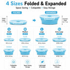 Sageware Silicone Lunch Box, Office Lunch Box, Lunch Box,Kids Lunch Box,Tiffin 4 Containers Lunch Box Round Blue(2850ml)