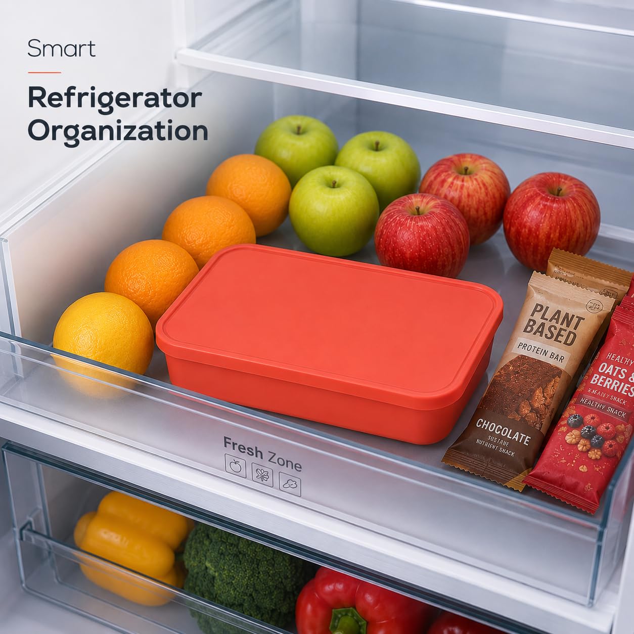 Silicone Lunch Box with Lid, 4 Compartments, 1200ml Food Storage Container, Microwave & Dishwasher Safe, BPA Free Reusable Bento Box (Red)