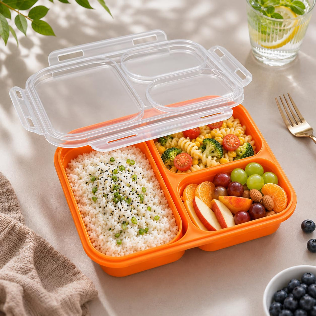 Sageware Silicone Lunch Box 3 Containers School Lunch Box/office Lunch Box (1500 ml) 3 Containers Silicone School Lunch Box (1500 ml, Microwave Safe)