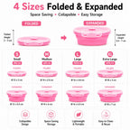 Sageware Silicone Lunch Box, Office Lunch Box, Lunch Box,Kids Lunch Box,Tiffin 4 Containers Lunch Box Round Pink(2850ml)