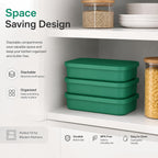 Silicone Lunch Box with Lid, 4 Compartments, 1200ml Food Storage Container, Microwave & Dishwasher Safe, BPA Free Reusable Bento Box (Green)