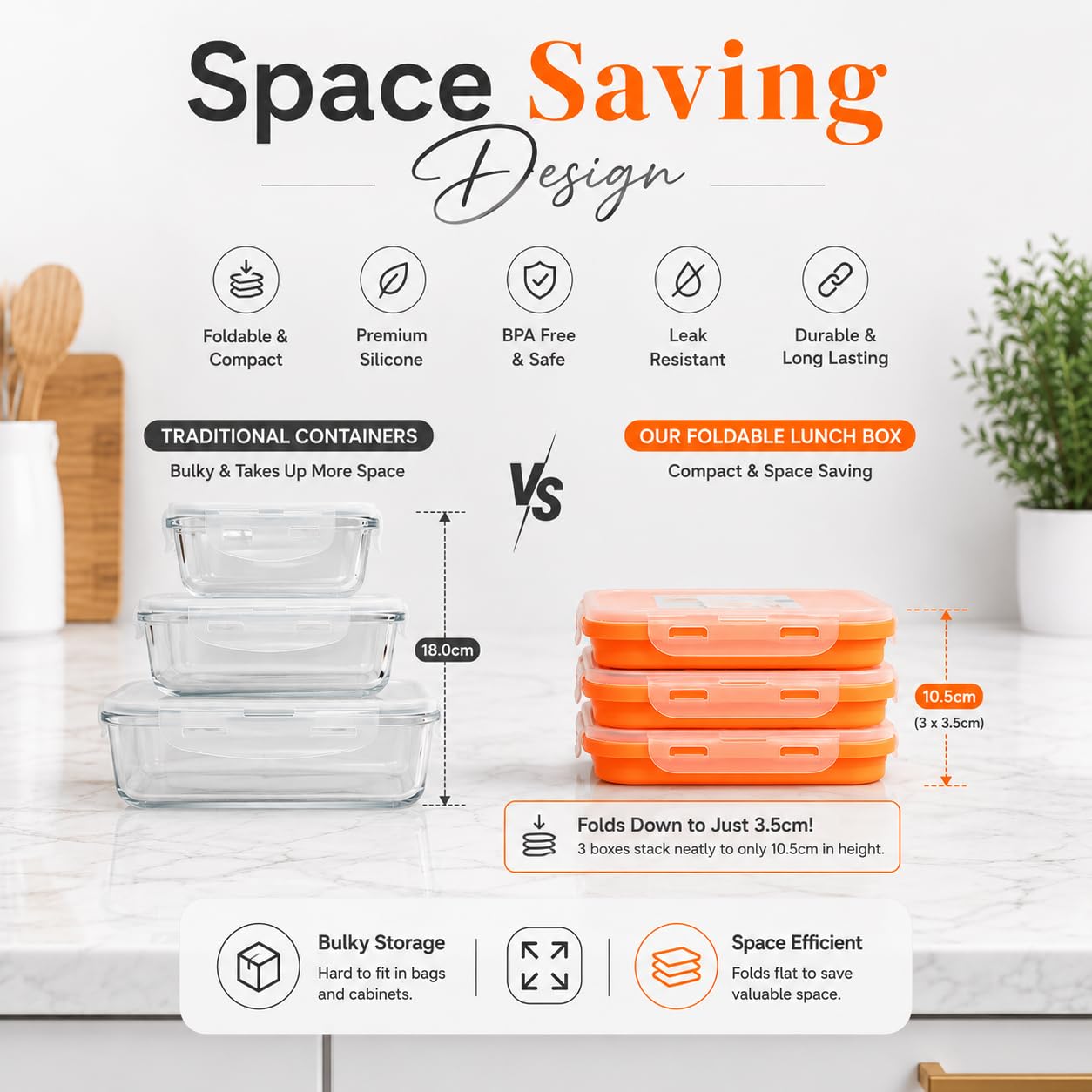 Sageware Silicone Lunch Box 3 Containers School Lunch Box/office Lunch Box (1500 ml) 3 Containers Silicone School Lunch Box (1500 ml, Microwave Safe)