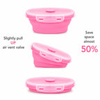 Sageware Silicone Lunch Box, Office Lunch Box, Lunch Box,Kids Lunch Box,Tiffin 4 Containers Lunch Box Round Pink(2850ml)