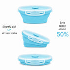 Sageware Silicone Lunch Box, Office Lunch Box, Lunch Box,Kids Lunch Box,Tiffin 4 Containers Lunch Box Round Blue(2850ml)