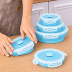 Sageware Silicone Lunch Box, Office Lunch Box, Lunch Box,Kids Lunch Box,Tiffin 4 Containers Lunch Box Round Blue(2850ml)