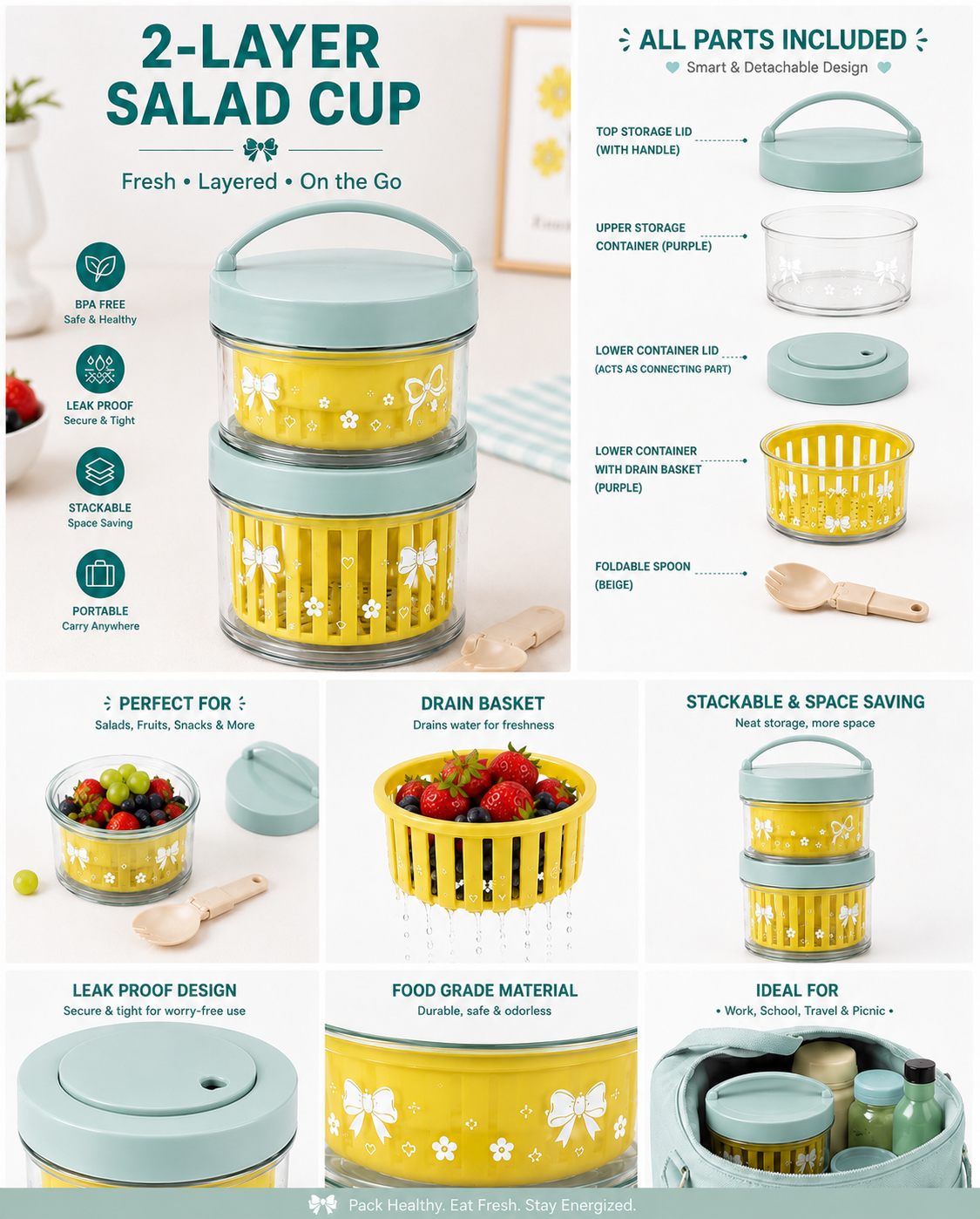 Sageware Yellow Salad Box