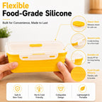 SAGEWARE Foldable Silicone Storage Containers with Lid | Kitchen & Refrigerator Food Storage Set of 2 (400ML-1600ML) (Yellow- Small)