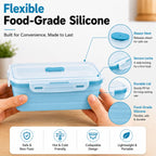 Sageware Silicone Lunch Box, Office Lunch Box, Lunch Box,Kids Lunch Box,Tiffin 4 Containers Lunch Box Rectangle Blue(2850ml)