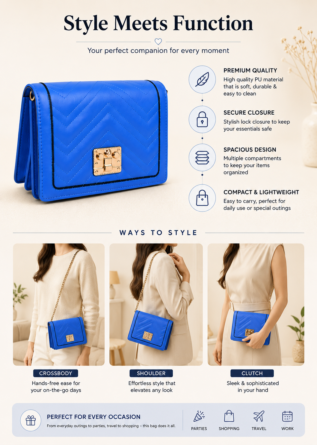 Cobalt Chevron Crossbody