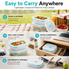 Sageware Silicone Lunch Box, Office Lunch Box, Leak Proof Lunch Box,Kids Lunch Box,Tiffin 4 Containers Lunch Box Blue(4200 ml)