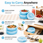 Sageware Silicone Lunch Box, Office Lunch Box, Lunch Box,Kids Lunch Box,Tiffin 4 Containers Lunch Box Round Blue(2850ml)