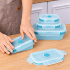 Sageware Silicone Lunch Box, Office Lunch Box, Lunch Box,Kids Lunch Box,Tiffin 4 Containers Lunch Box Square Blue(2850ml)