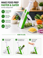 SAGEWARE Vegetable Chopper for Kitchen Use with Container | 5 Blade Manual Vegetable Cutter & Slicer | Push Chopper for Onion, Potato, Tomato, Carrot | Vegetable Cutter Tool for Kitchen