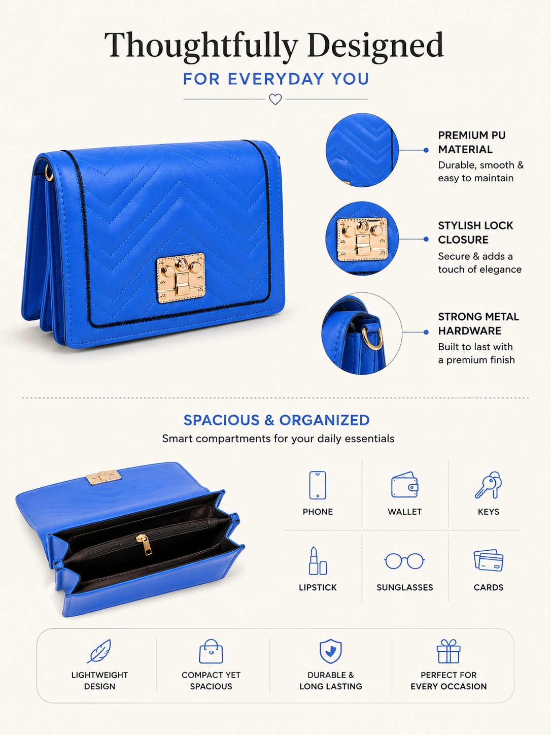 Cobalt Chevron Crossbody