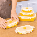 SAGEWARE Foldable Silicone Storage Containers with Lid | Kitchen & Refrigerator Food Storage Set of 2 (400ML-1600ML) (Yellow- Small)