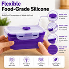 Sageware Silicone Lunch Box, Office Lunch Box, Lunch Box,Kids Lunch Box,Tiffin 4 Containers Lunch Box Square Purple(2850ml)
