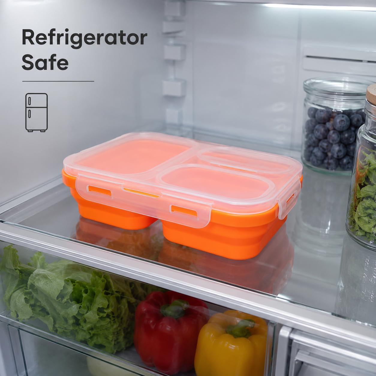 Sageware Silicone Lunch Box 3 Containers School Lunch Box/office Lunch Box (1500 ml) 3 Containers Silicone School Lunch Box (1500 ml, Microwave Safe)