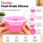 Sageware Silicone Lunch Box, Office Lunch Box, Lunch Box,Kids Lunch Box,Tiffin 4 Containers Lunch Box Round Pink(2850ml)
